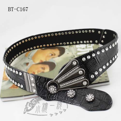 Free shipping Hot-sale imported high-quality fashion ladies belts Women Rhinestone Croc Embossed Leather Wide Hip Belt  BT-C167