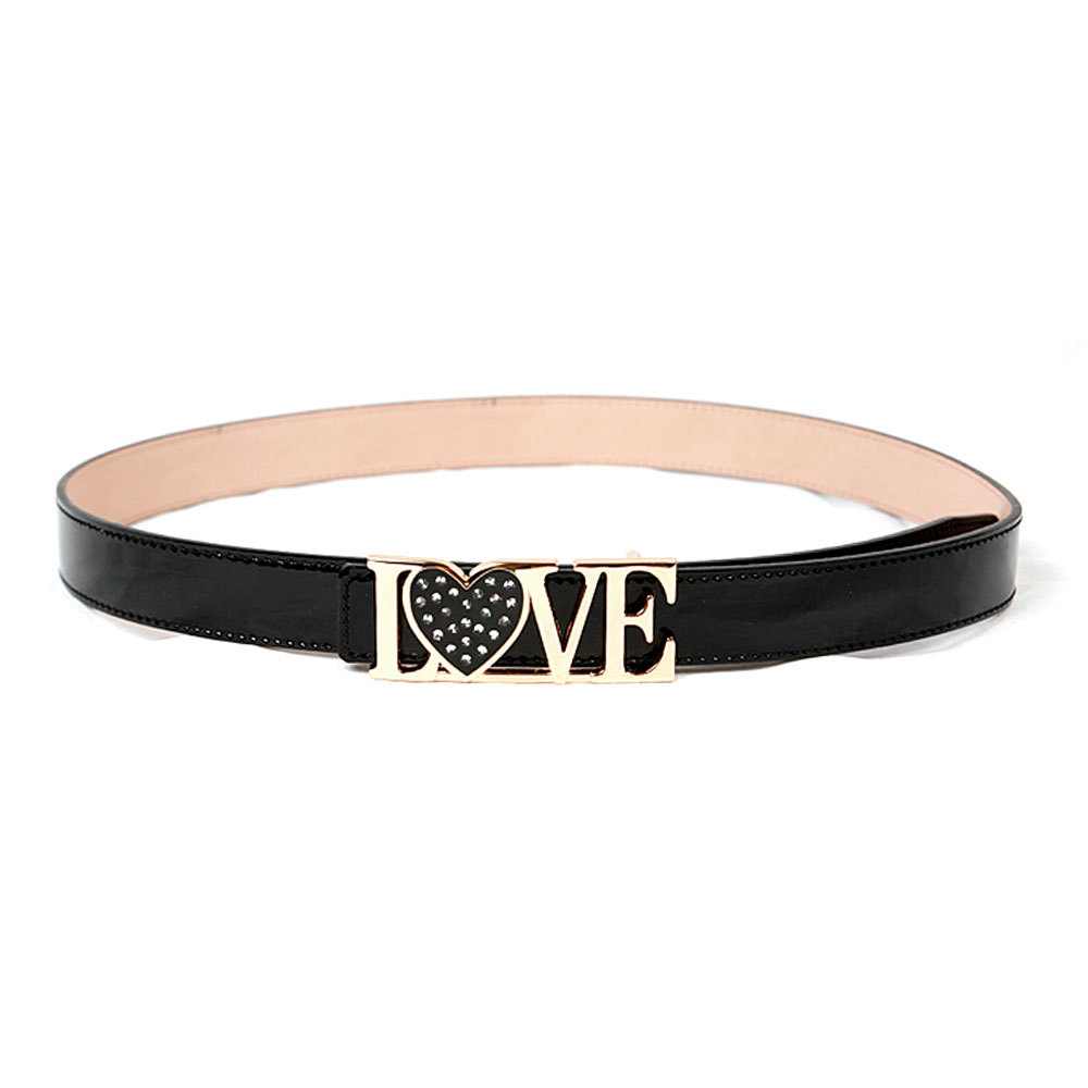 Free shipping Hot-sale imported high-quality Gold Toned Love Buckle Patent Leather 1" Belt Women Belt Fashion Belt vb BT-B433 yu