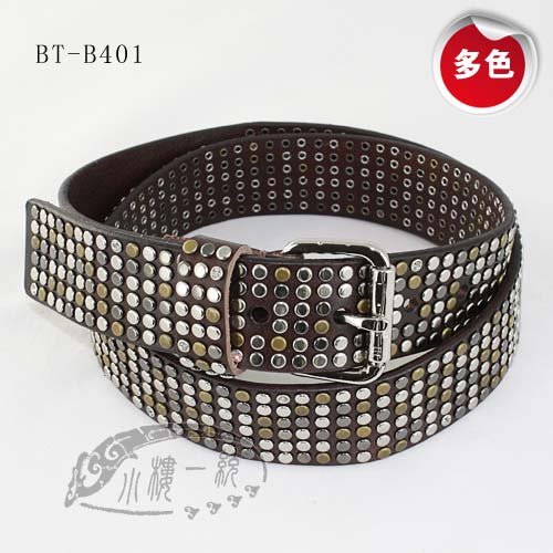 Free shipping Hot-sale imported high-quality ladies' belt PUNK Roller Pin Buckle Stud Leather 1.5" Belt Jeans  belts uBT-B401n
