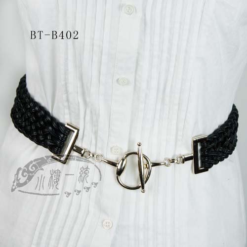 Free shipping Hot-sale imported high-quality ladies' belt Women Interlocking Buckle Woven Leather Stretch Elastic Belt rBT-B402r