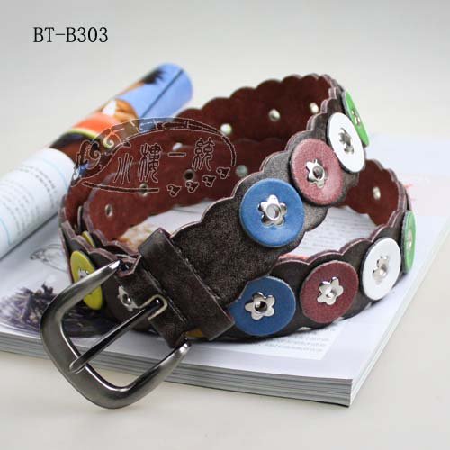 Free shipping Hot-sale imported high-quality Ladies Pin Buckle Colorful Disks Stud Leather 1.4" Casual ladies belts sBT-B303s