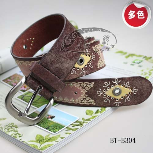 Free shipping Hot-sale imported high-quality Ladies Pin Buckle Printed Leather 1.4" Casual Belt fashion ladies belts aBT-B304a
