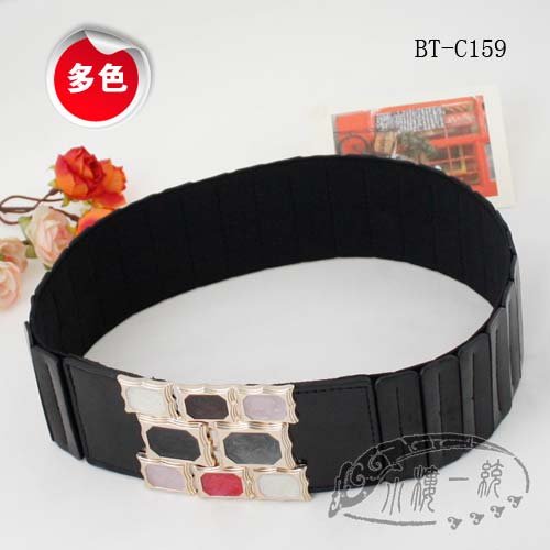 Free shipping Hot-sale imported high-quality Woman Enamel Buckle Patent Leather Elastic Stretch Belt lady's belts d BT-C159d