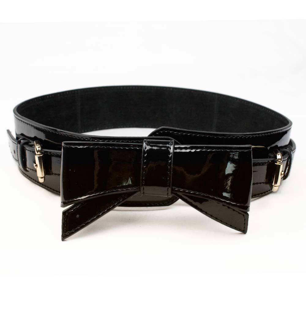 Free shipping Hot-sale imported high-quality Women Bow Double Pin Buckle Genuine Patent Leather Wide Belt Waist Belt  BT-C270 qw