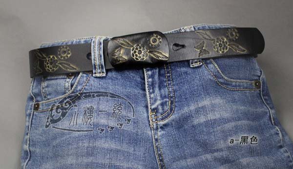 Free shipping Hot-sale imported high-quality  Women Exquisite Sunflower Tooled cow Leather Belt many colors BT-B323