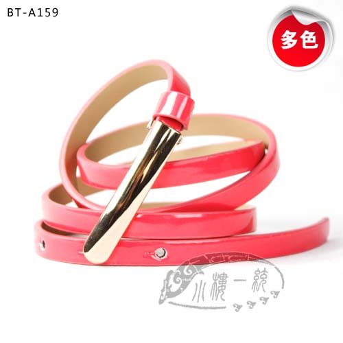 Free shipping Hot-sale imported high-quality Women Gold Toned Buckle Patent Leather Skinny ladies belts BT-A159 with 11 colors