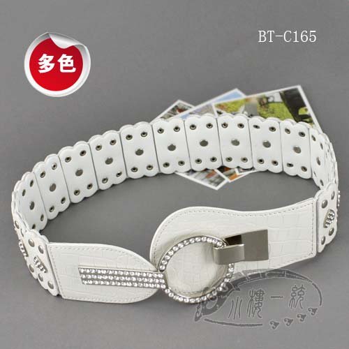 Free shipping Hot-sale imported high-quality Women Heart Shape Stud Leather Wide Stretch Elastic Waist Belt Cinch Belt bBT-C165b