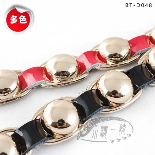 Free shipping Hot-sale imported high-quality Women Large Hook Stud Genuine Patent leather Chain Link Hip Belts tBT-D048t