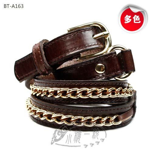 Free shipping Hot-sale imported high-quality Women Pin Buckle Chain Cowhide leather Skinny Jeans fashion ladies belts BT-A163