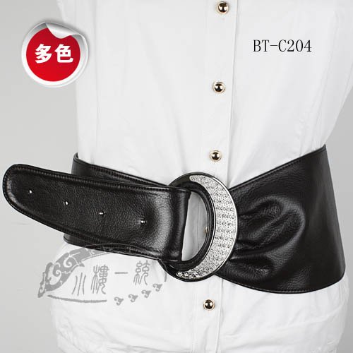 Free shipping Hot-sale imported high-quality Women Rhinestone Buckle Double Back soft leather XX Wide Belt aBT-C204a