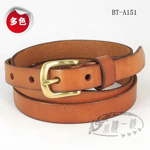 Free shipping Hot-sale ladies' belt Women Brass Pin Buckle Genuine Leather Skinny Belt BT-A151