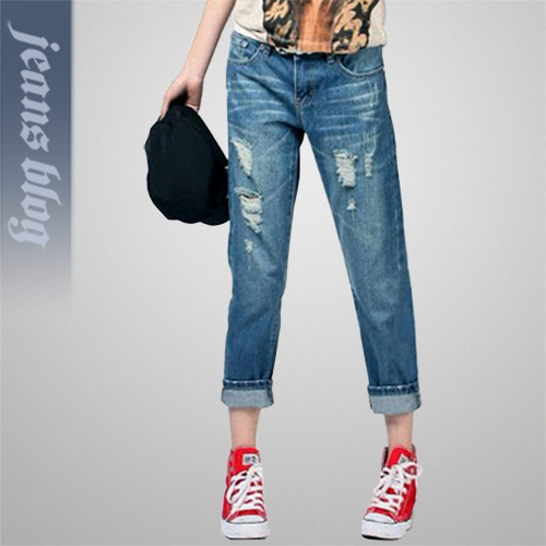 Free Shipping  Hot Sale Ladies Straight  Harem  Jeans Hole Jeans  9441