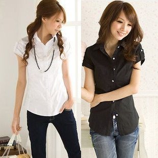 free shipping hot sale new summer short sleeve  slim occupation /Womens  white & black shirt     js914