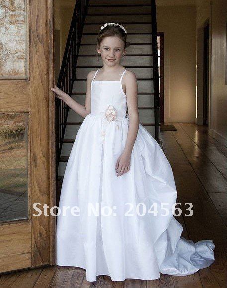 Free shipping Hot Sale Simple Handmade Flower Flower Girl dress Custom-size/color wholesale/retail