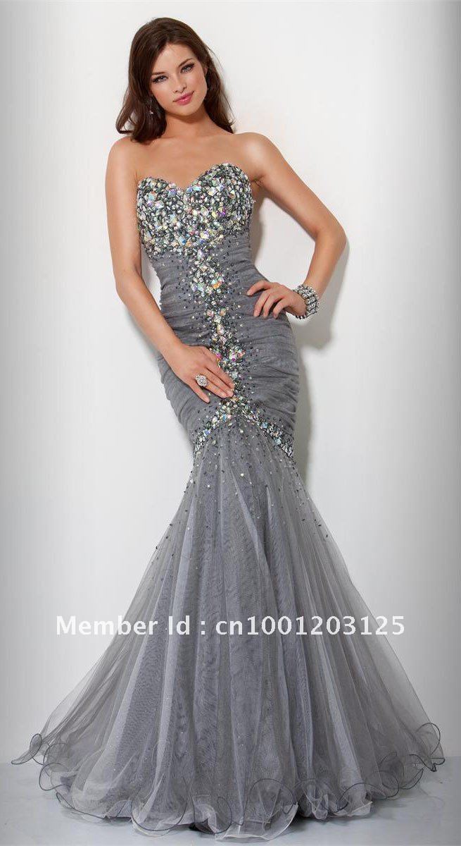 Free shipping! hot sale!Stock Stone Beaded Strapless wedding dress Mermaid Pageant Dress Prom Evening Gowns 6 8 10 12 14 16