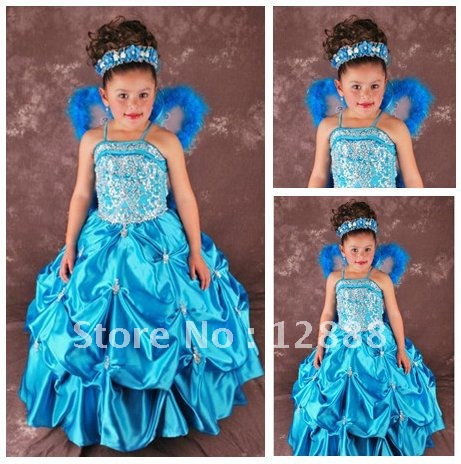 Free Shipping Hot sale Taffeta Custom Made Party Dresses For Little Girls2012
