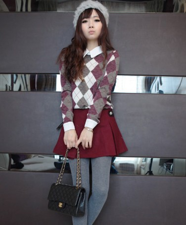 Free Shipping Hot Sale Turn-down Collar Lattice 3 Color Women's Shirts