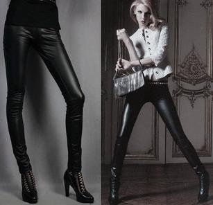 Free shipping!Hot Sale! Western Style black shinning Imitation leather leggings  Fashion leather leggings, thinning pants