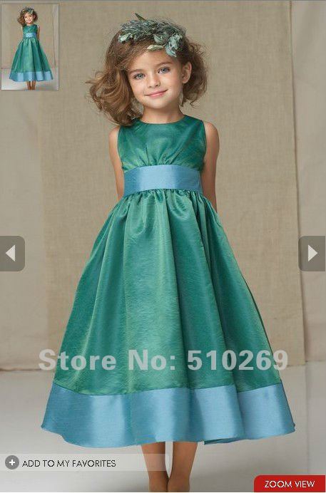 Free Shipping  Hot-sale Wide Straps High Quality  Satin Sleeveless Flower Girl's Dresses / Child Dress/Ball Gown Dresses