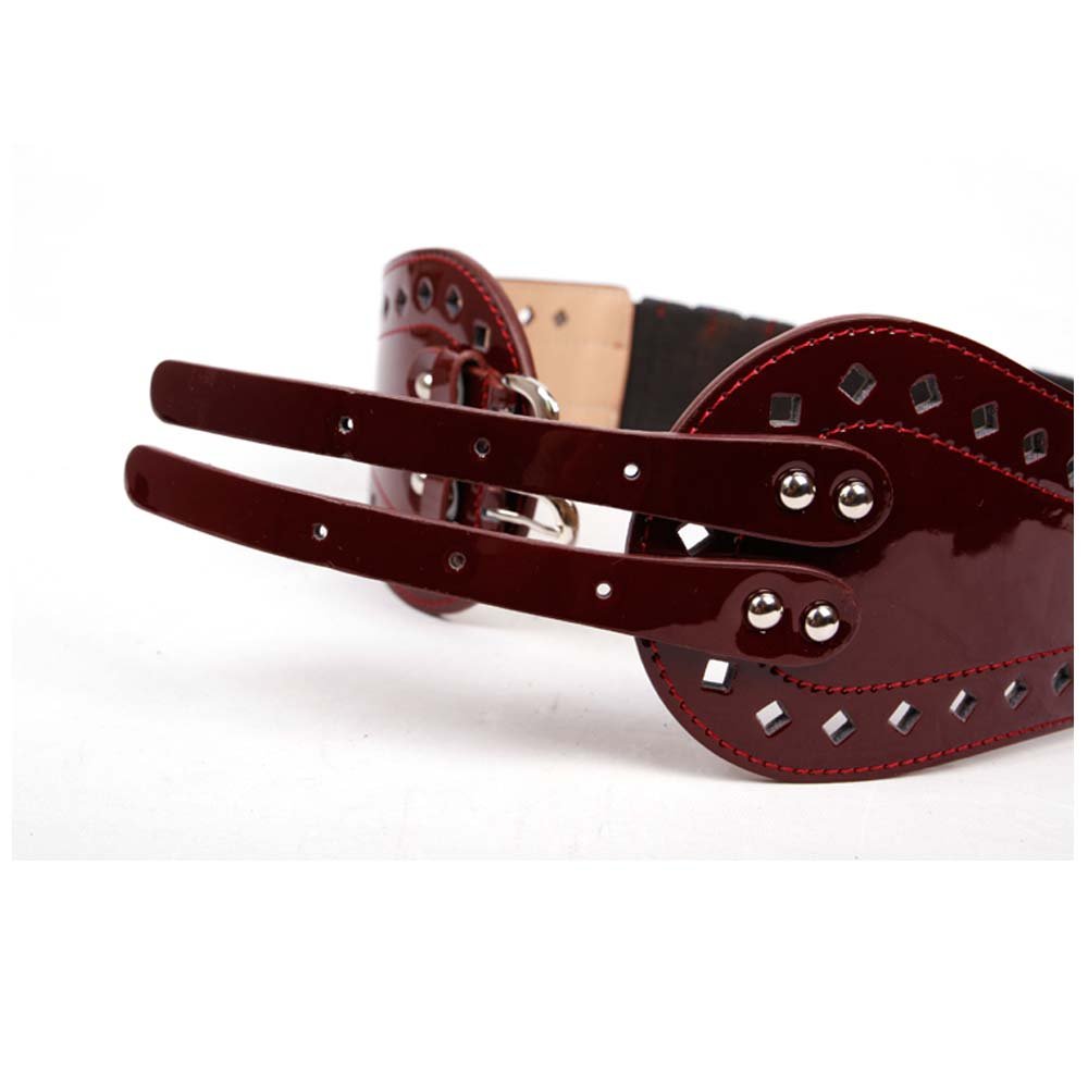 Free shipping Hot-sale  Women Double Pin Buckles Perforated Patten Leather Elastic Stretch Wide Belts  ladies belts gC276