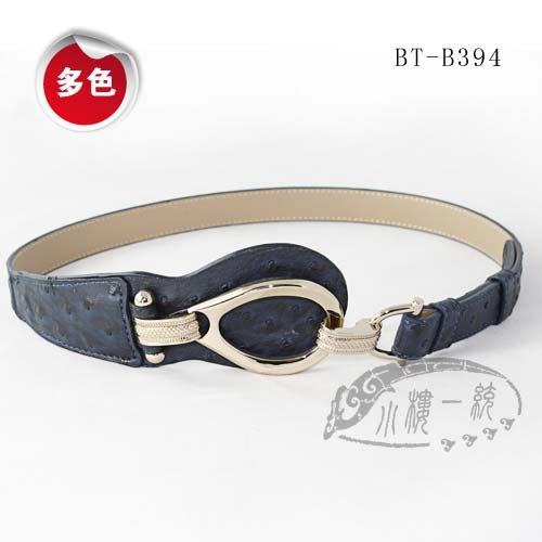Free shipping Hot-sale Women Gold Metal Ostrich Skin Faux Leather Belt fBT-B394f ladies' fashion belts