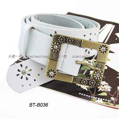 Free shipping Hot-sale Women Perforated Leather Rhinestone Daisy Buckle Belt  ladies' fashion belts wBT-B036w