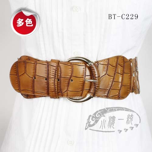 Free shipping Hot sale Women Pin Buckle Alligator Embossed Perforated Leather X Wide Belt  rBT-C229r Fashion Belt