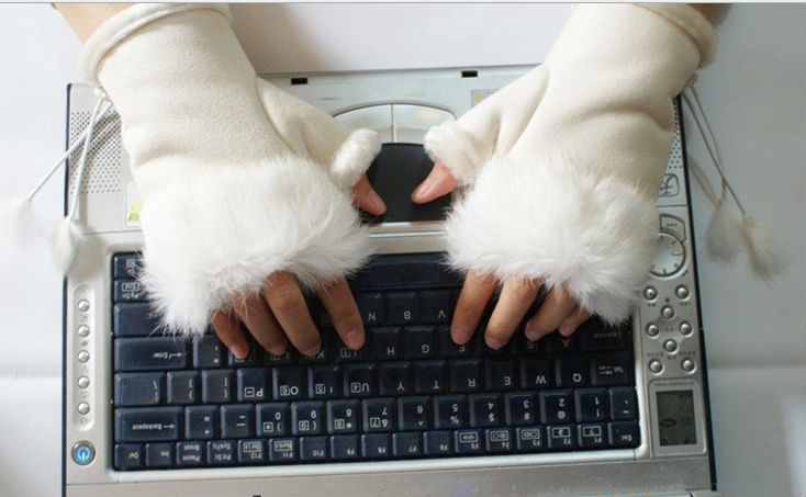 Free shipping hot sale womens leather gloves,rabbit fur fingerless gloves,touch screen gloves,arm warmers for women,16 colours,