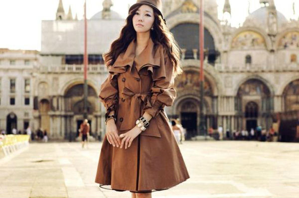 Free Shipping hot sales Brand new WOMEN'S cotton Lady dust coat,lady long coat single color