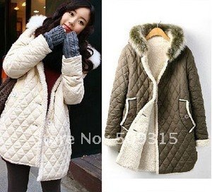 Free Shipping hot sales Brand new WOMEN'S cotton quilted warm coat ,long winter jacket 3 colors