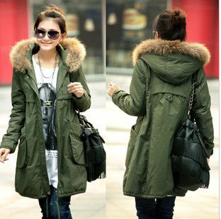 Free Shipping hot sales Brand new WOMEN'S cotton quilted warm coat ,long winter jacket green colors