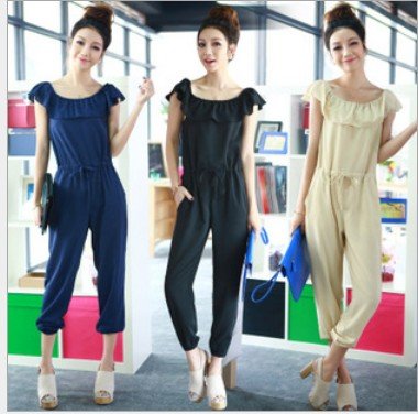 free shipping hot sales, Europe and America 2012 spring and summer new style, women's fashion chiffon falbala Jumpsuit