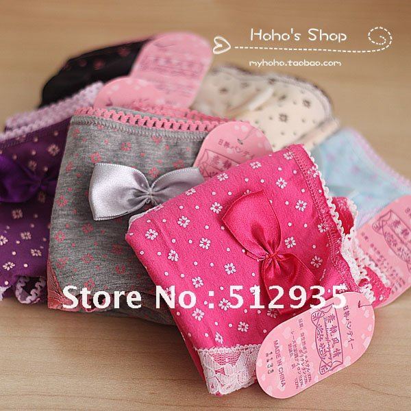 Free Shipping Hot Sales Lovely Lady's Lace Cotton Briefs ,Floral Butterfly Women Panties ,Wholesale #BCR1134 Free Size