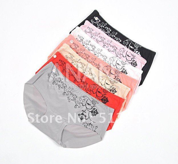 Free Shipping Hot Sales Seamless Sexy Middle Waist Women Panties ,Flower Imprinted Lady's Briefs