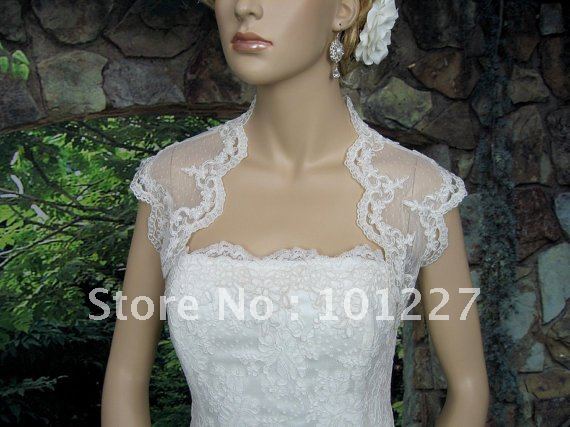 Free Shipping Hot Sales Short Sleeves Tull Lace Appliqued Wedding Dress Bridal Jacket JD262