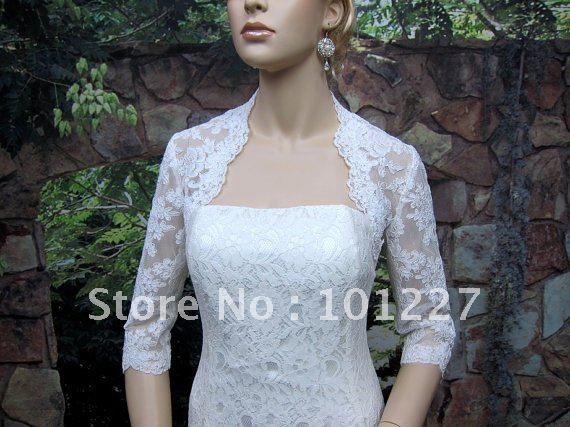 Free Shipping Hot Sales Three Quarter Length Sleeves Lace Wedding Dress Bridal Jacket JD261