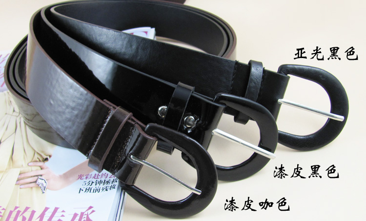 Free Shipping Hot sales women's d shape buckle belt  japanned leather casual belt