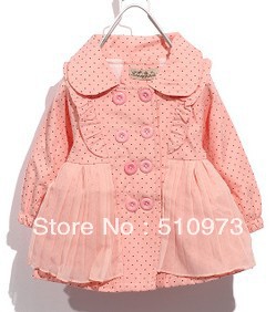 Free shipping, hot sell, 2012 autumn dot outerwear trench 1723, 2 color, 3 pcs/lot