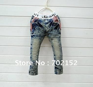 free shipping hot sell 2012 Korean version Boys girls three-dimensional pocket jeans,kids jeans Children's trousers Wholesale