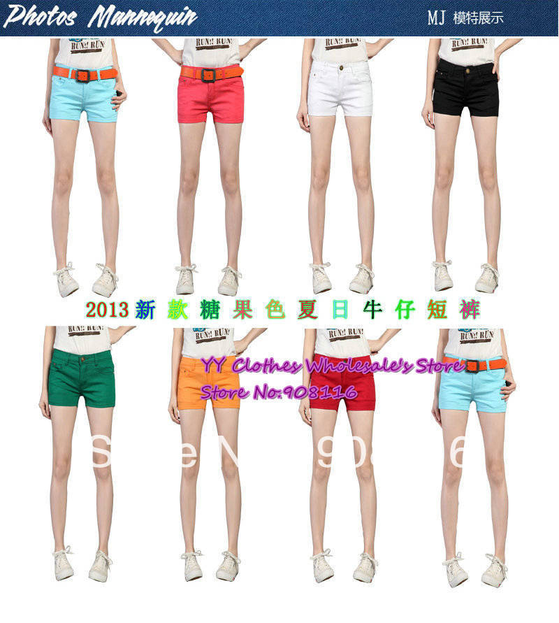 Free shipping,Hot sell,2013 New Women short Pants candy color faux denim shorts ladies sexy summer solid shorts ,8colors,X2812