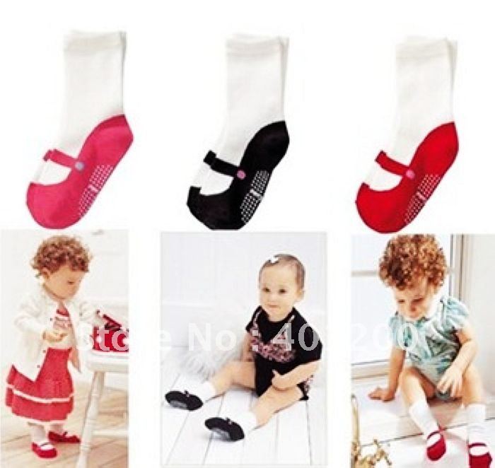 [free shipping+hot sell ] 3pairs/pack busha baby socks,anti-slip children socks,three colors in one pack