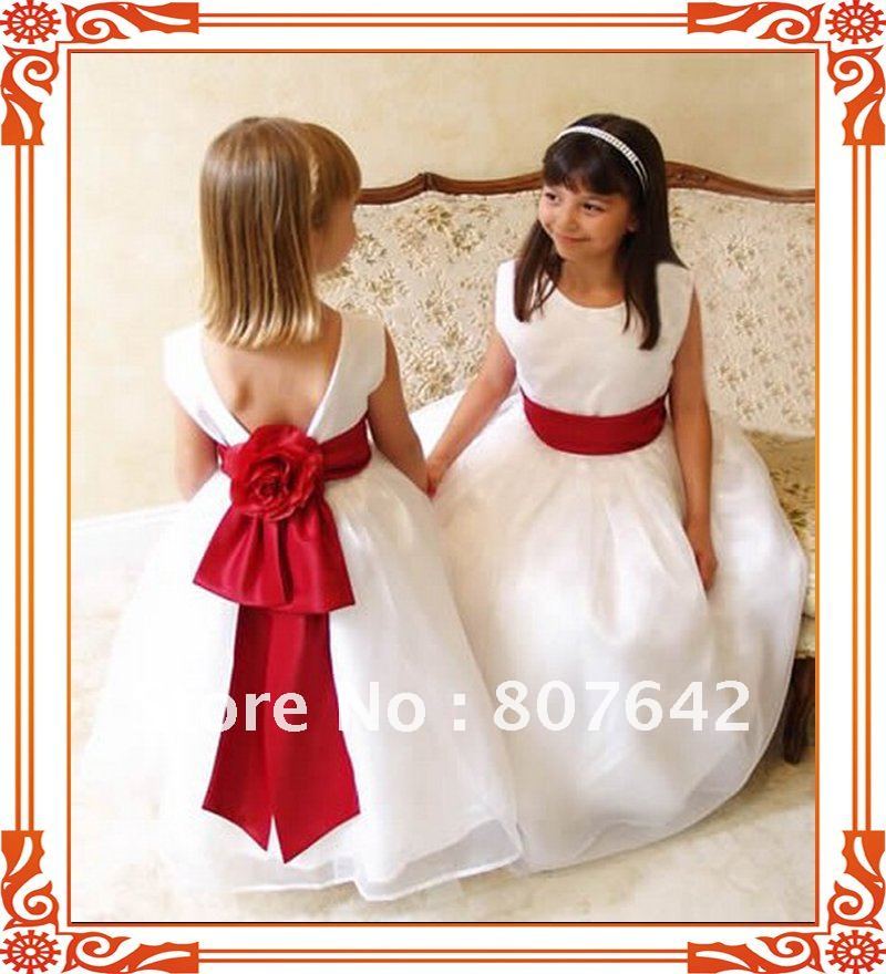 Free shipping hot sell A-line sleeveless Flower girl dresses girls party dresses Custom-size/color wholesale price Sky-1075