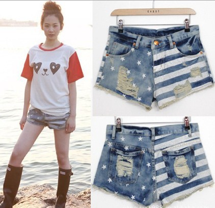 Free shipping Hot sell women denim shorts wahsed destroyed short pants Beach shorts