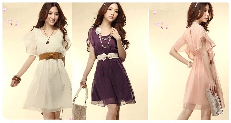 Free shipping!!HOT sell women's sexy chiffon dress knee- length dress with belt colorful