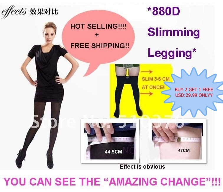*Free shipping + Hot selling* BUY 2 GET 1 FREE! Women's 880D Slimming Legging,Burning fat and slimming legs socks,SL-880DB