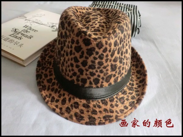 Free shipping Hot-selling general cap fedoras classic leopard print jazz hat leopard print hat
