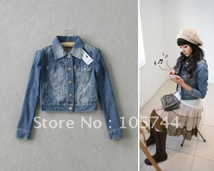 Free shipping Hot-selling lady long-sleeve personalized all-match short denim jacket,women fashion jeans jackets MLSD9045