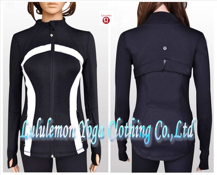 Free Shipping-Hot Selling Lululemon Women Define Jackets Discounted, Black with Withe Logo, Size:4(S),6(M),8(L),10(XL),12(XXL)