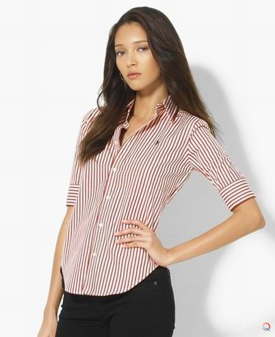 Free Shipping Hot Selling New Arrival Striped Women Shirts Half Sleeve Casual Business Shirts