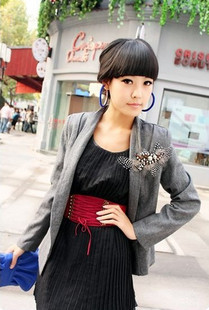 Free shipping hot-selling popular exquisite cummerbund tassel rivet leather bow snap button elastic waist belt